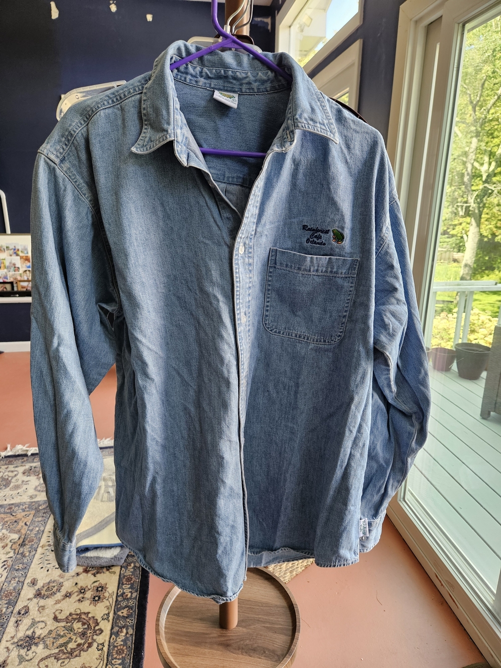 RAINFOREST Light Blue Denim Button-Down Vintage Shirt